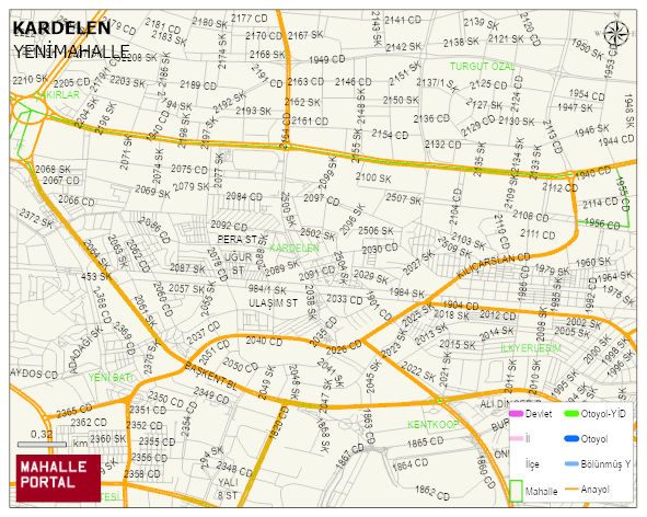 KARDELEN Mahallesi Haritası | Yükselti ve Doğa Özellikleri