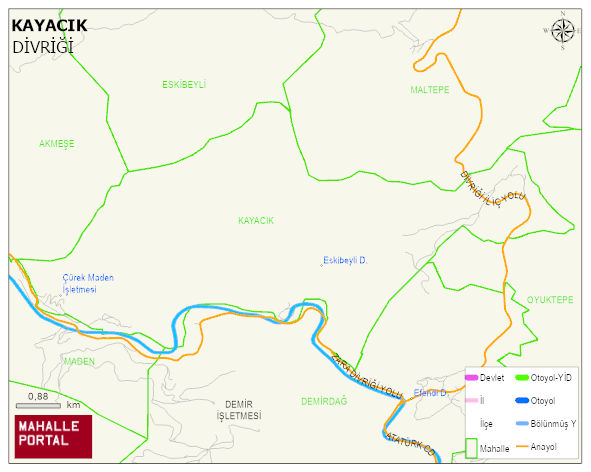KAYACIK Mahallesi Haritası | Yükselti ve Doğa Özellikleri