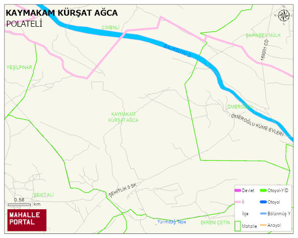 KAYMAKAM KÜRŞAT AĞCA Mahallesi Haritası | Coğrafi Yapı ve Detaylı Haritası