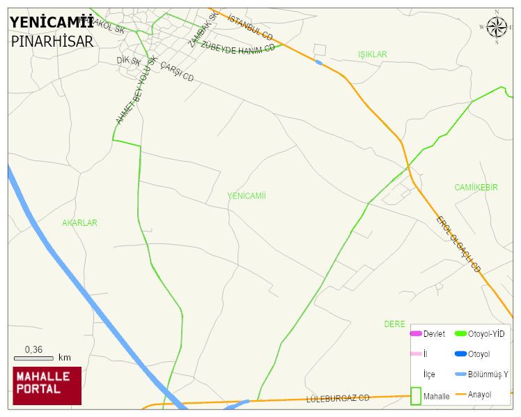 KAYNARCA BELDESİ YENİCAMİİ Mahallesi Haritası | Dağlar, Ovalar ve Akarsu Bilgileri