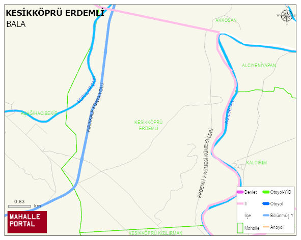 KESİKKÖPRÜ ERDEMLİ Mahallesi Haritası | Mahalle ve Köy Sınırı