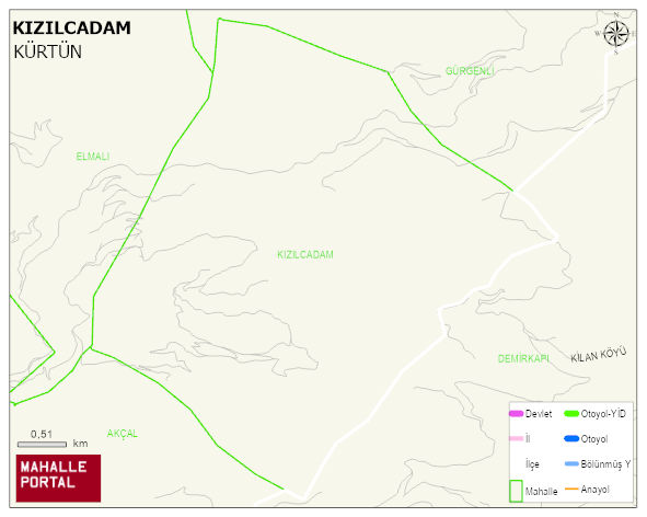 KIZILCADAM Köyü Haritası | Sayısal Bölge Görünümü