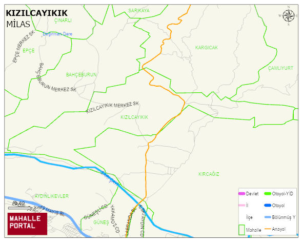 KIZILCAYIKIK Mahallesi Haritası | Coğrafi Yapı ve Detaylı Haritası