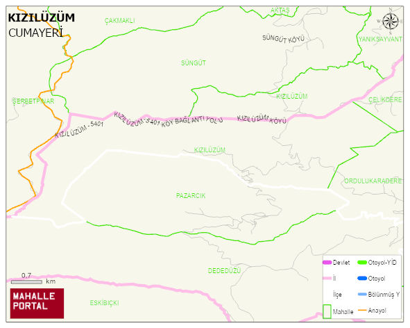 KIZILÜZÜM Köyü Haritası | Güncel Mahalle ve Köy Haritası