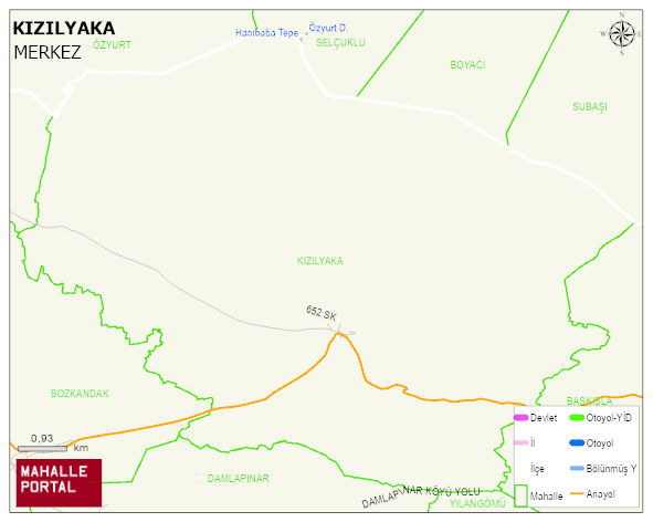 KIZILYAKA Köyü Haritası | Coğrafi Yapı ve Detaylı Haritası