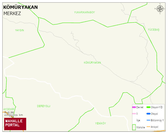 KÖMÜRYAKAN Köyü Haritası | Mahalle Sokak Haritası