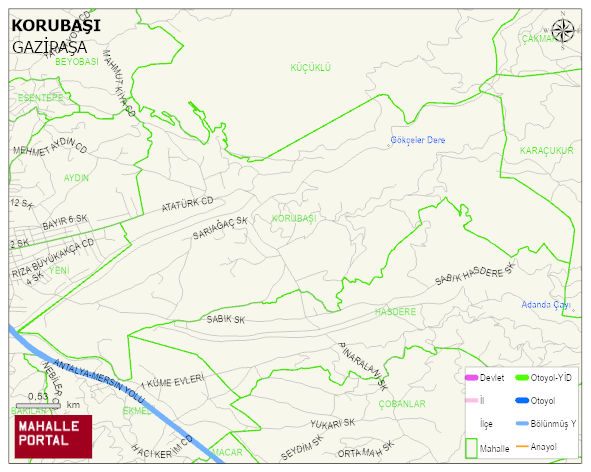 KORUBAŞI Mahallesi Haritası | Mahalle ve Köy Sınırı