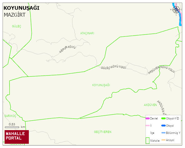 KOYUNUŞAĞI Köyü Haritası | Detaylı Köy ve Mahalle Görünümü