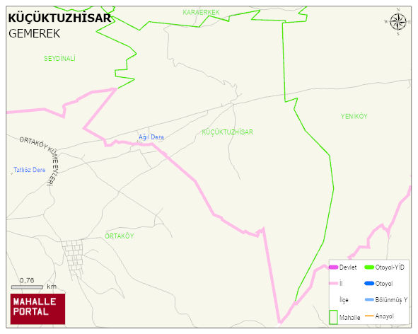 KÜÇÜKTUZHİSAR Köyü Haritası | Dağlar, Ovalar ve Akarsu Bilgileri
