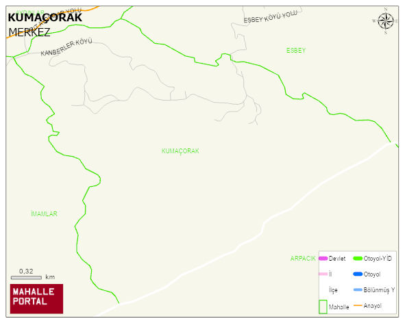KUMAÇORAK Köyü Haritası | Coğrafi Yapı ve Detaylı Haritası