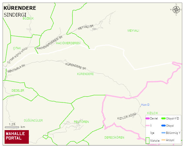 KÜRENDERE Mahallesi Haritası | Dağlar, Ovalar ve Akarsu Bilgileri