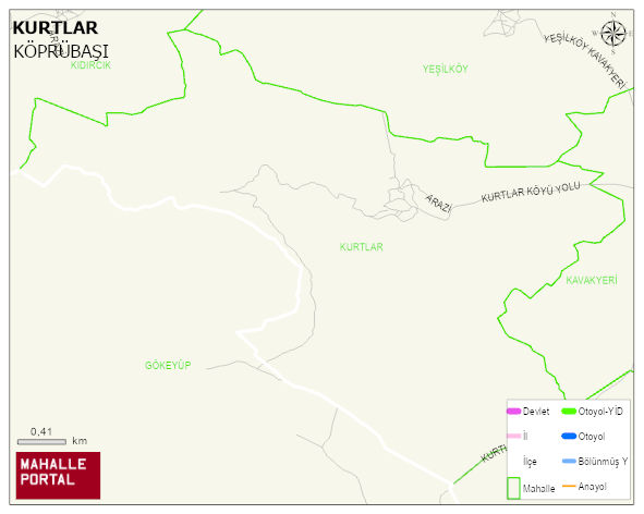 KURTLAR Mahallesi Haritası | Yükselti ve Doğa Özellikleri