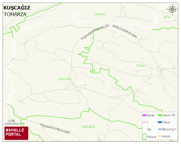 KUŞCAĞIZ Mahallesi Haritası | Mahalle ve Köy Sınırı