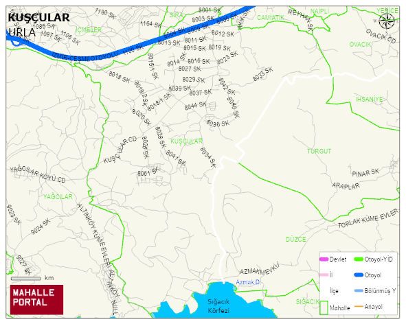 KUŞÇULAR Mahallesi Haritası | Yükselti ve Doğa Özellikleri