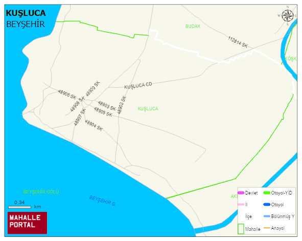 KUŞLUCA Mahallesi Haritası | Mahalle ve Köy Sınırı