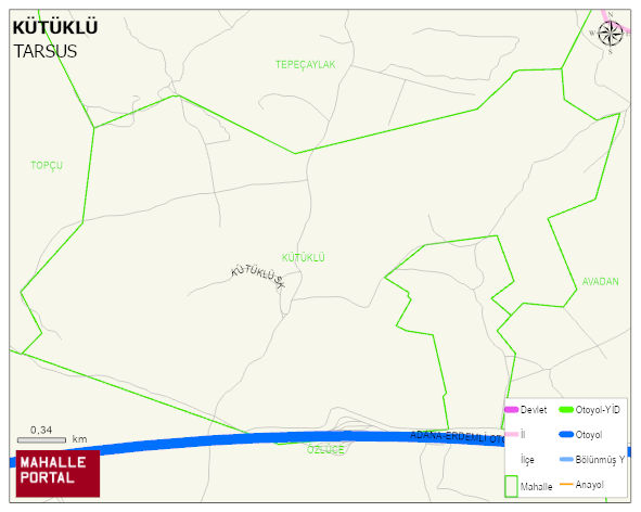 KÜTÜKLÜ Mahallesi Haritası | Mahalle ve Köy Sınırı