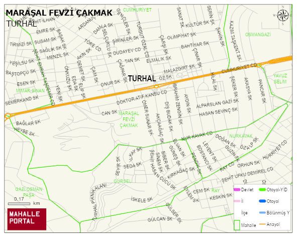 MARAŞAL FEVZİ ÇAKMAK Mahallesi Haritası | Dağlar, Ovalar ve Akarsu Bilgileri