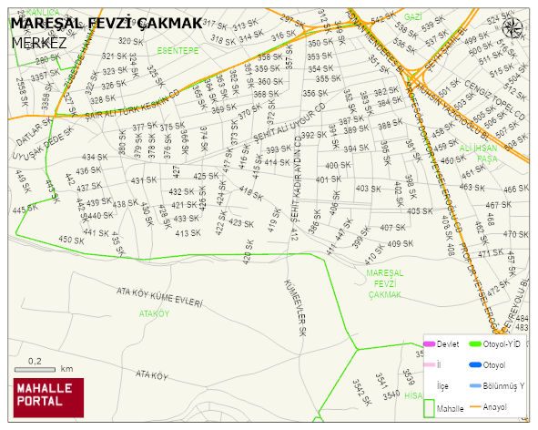 MAREŞAL FEVZİ ÇAKMAK Mahallesi Haritası | Sayısal Bölge Görünümü
