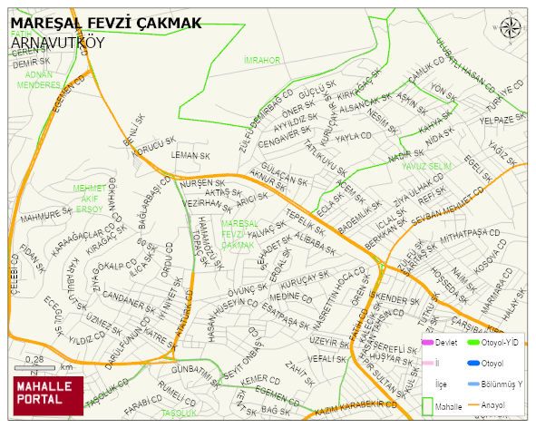 MAREŞAL FEVZİ ÇAKMAK Mahallesi Haritası | Yükselti ve Doğa Özellikleri