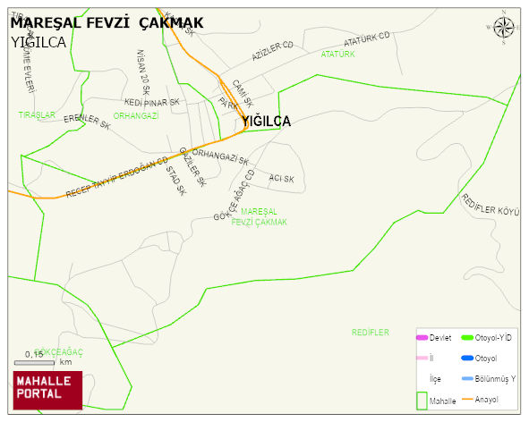 MAREŞAL FEVZİ ÇAKMAK Mahallesi Haritası | Mahalle ve Köy Sınırı