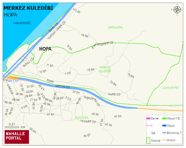 MERKEZ KULEDİBİ Mahallesi Haritası | Dağlar, Ovalar ve Akarsu Bilgileri