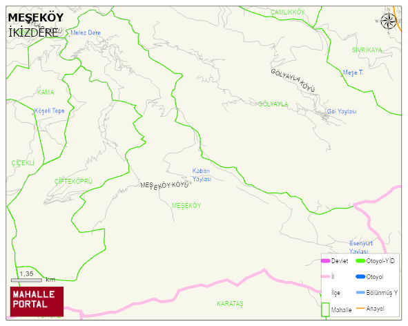 MEŞEKÖY Köyü Haritası | Detaylı Köy ve Mahalle Görünümü
