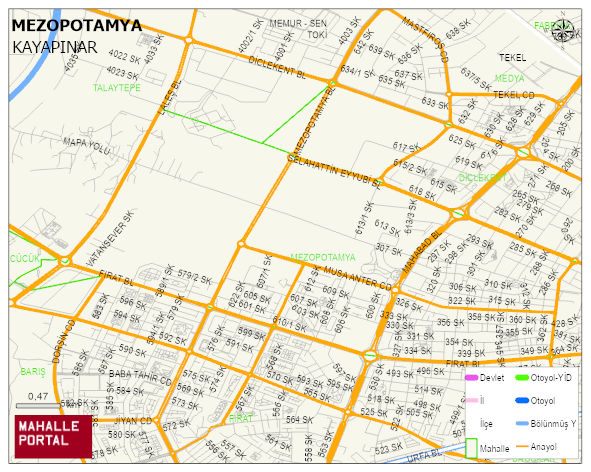 MEZOPOTAMYA Mahallesi Haritası | Mahalle ve Köy Sınırı