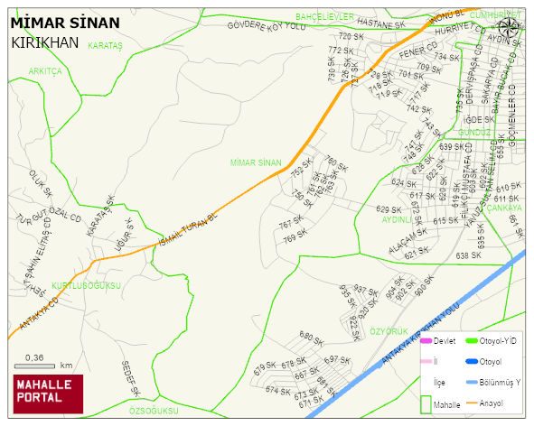 MİMAR SİNAN Mahallesi Haritası | Mahalle ve Köy Sınırı