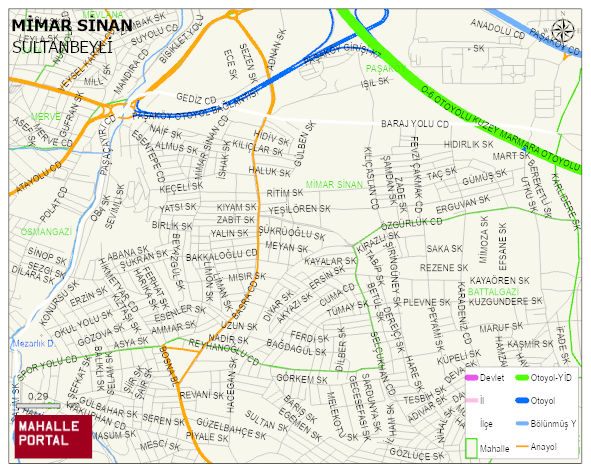 MİMAR SİNAN Mahallesi Haritası | İnteraktif Köy ve Mahalle Sınırları