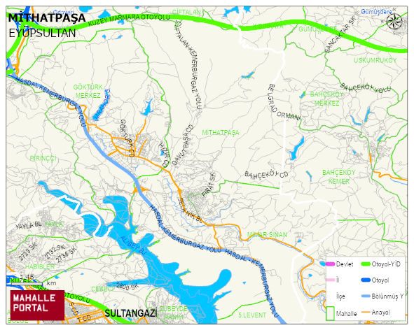 MİTHATPAŞA Mahallesi Haritası | Yükselti ve Doğa Özellikleri