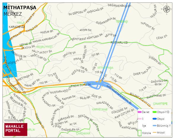 MİTHATPAŞA Mahallesi Haritası | Coğrafi Yapı ve Detaylı Haritası