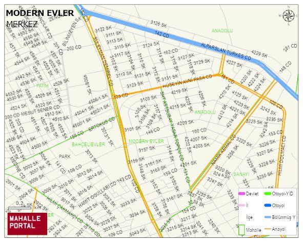 MODERN EVLER Mahallesi Haritası | Mahalle ve Köy Sınırı