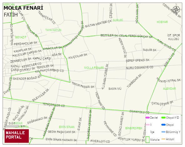 MOLLA FENARİ Mahallesi Haritası | Yükselti ve Doğa Özellikleri