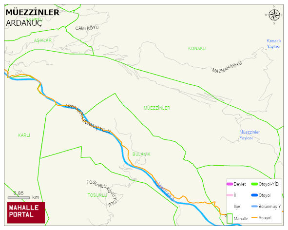 MÜEZZİNLER Köyü Haritası | Sayısal Bölge Görünümü