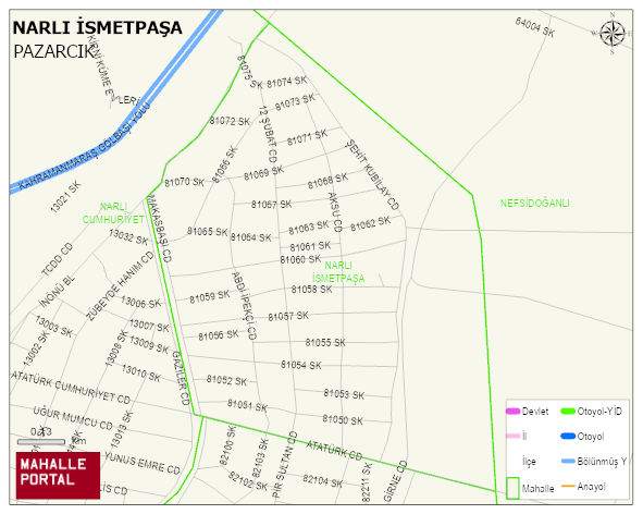 NARLI İSMETPAŞA Mahallesi Haritası | Güncel Mahalle ve Köy Haritası