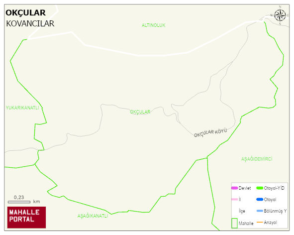 OKÇULAR Köyü Haritası | Dağlar, Ovalar ve Akarsu Bilgileri