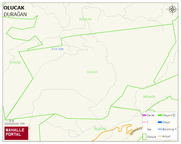 OLUCAK Köyü Haritası | Dağlar, Ovalar ve Akarsu Bilgileri