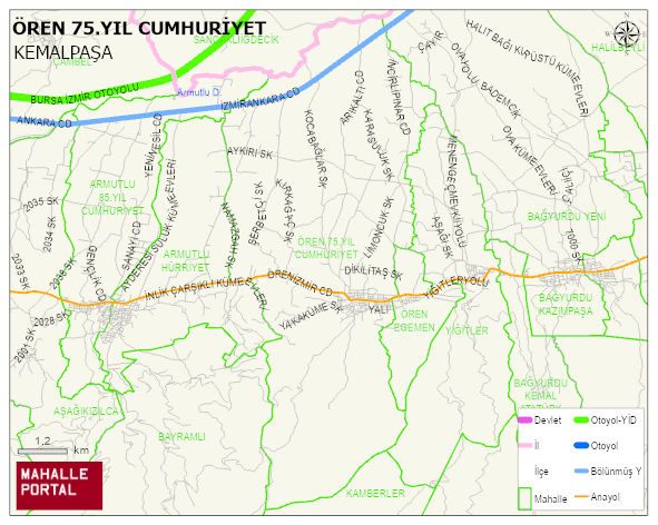 ÖREN 75.YIL CUMHURİYET Mahallesi Haritası | Uydu Görüntüsü ve Harita Detayları