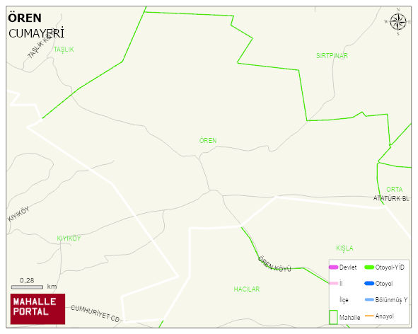 ÖREN Köyü Haritası | Detaylı Köy ve Mahalle Görünümü