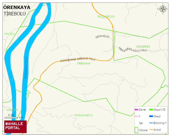 ÖRENKAYA Köyü Haritası | İnteraktif Köy ve Mahalle Sınırları