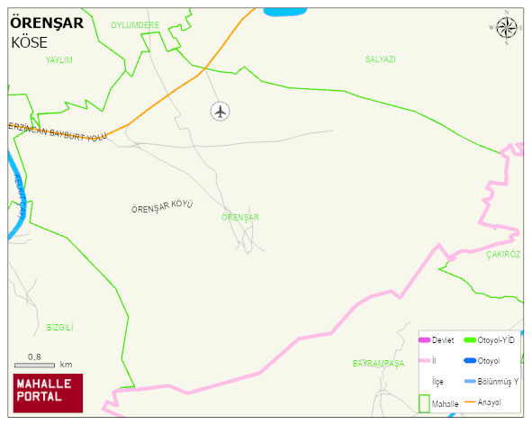 ÖRENŞAR Köyü Haritası | Sayısal Bölge Görünümü