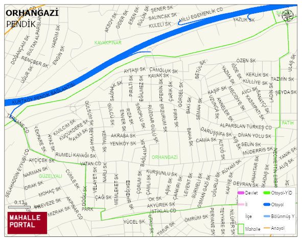 ORHANGAZİ Mahallesi Haritası | Dağlar, Ovalar ve Akarsu Bilgileri