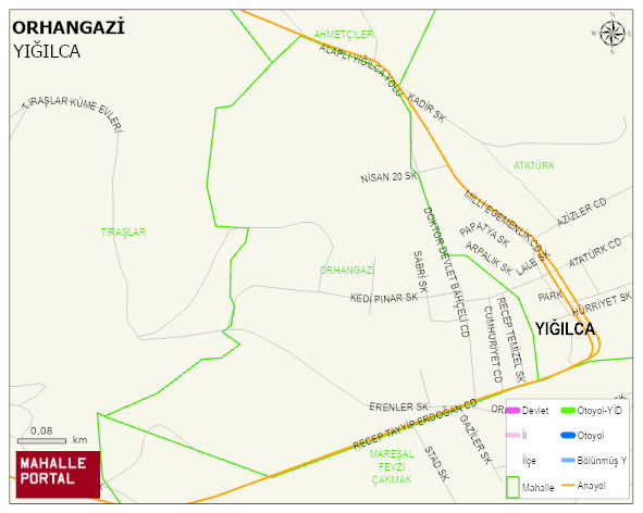 ORHANGAZİ Mahallesi Haritası | Yükselti ve Doğa Özellikleri