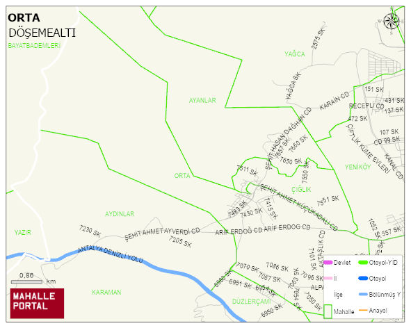 ORTA Mahallesi Haritası | Mahalle ve Köy Sınırı