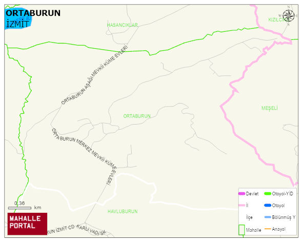 ORTABURUN Mahallesi Haritası | Dağlar, Ovalar ve Akarsu Bilgileri