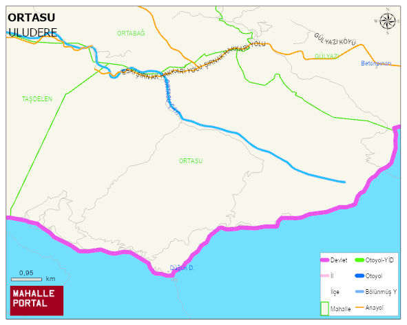 ORTASU Köyü Haritası | Yükselti ve Doğa Özellikleri