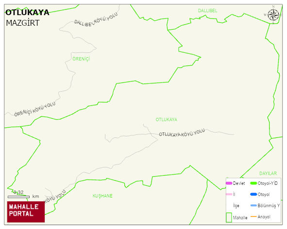 OTLUKAYA Köyü Haritası | Mahalle ve Köy Sınırı