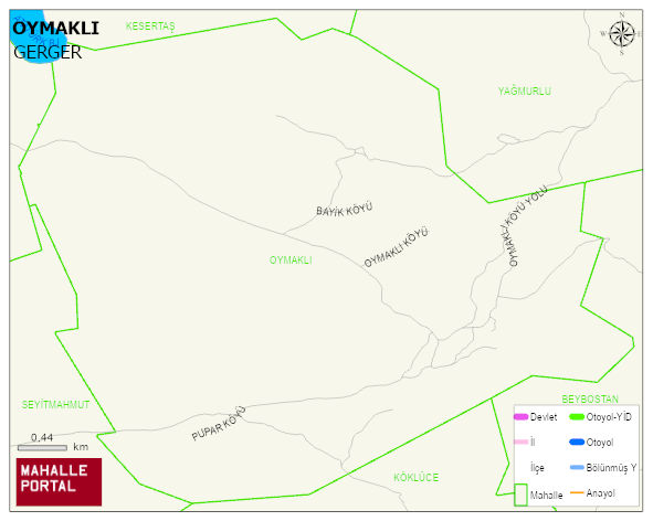OYMAKLI Köyü Haritası | Yükselti ve Doğa Özellikleri