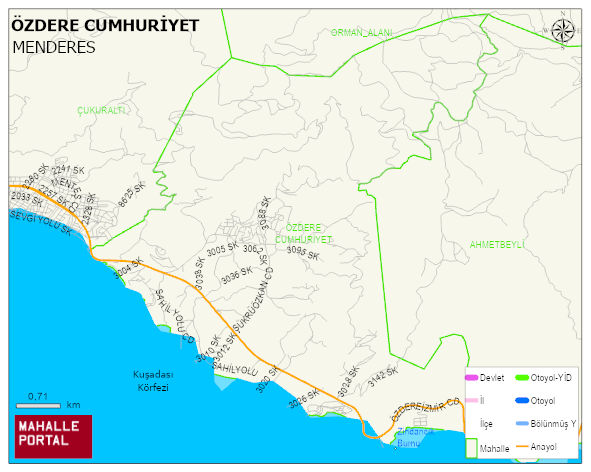 ÖZDERE CUMHURİYET Mahallesi Haritası | Dağlar, Ovalar ve Akarsu Bilgileri