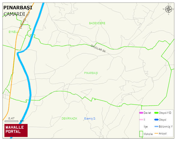 PINARBAŞI Köyü Haritası | Mahalle ve Köy Sınırı